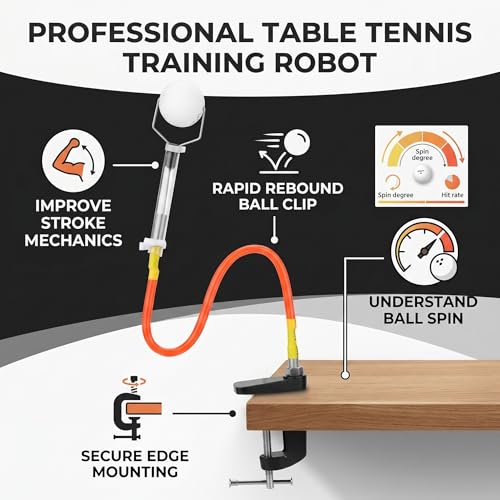 Table Tennis Training Robot, Fast Accurate Ball Feeding Robot Fixed Clip Durable Easy Use for Beginners Professionals Home Coaching Practice