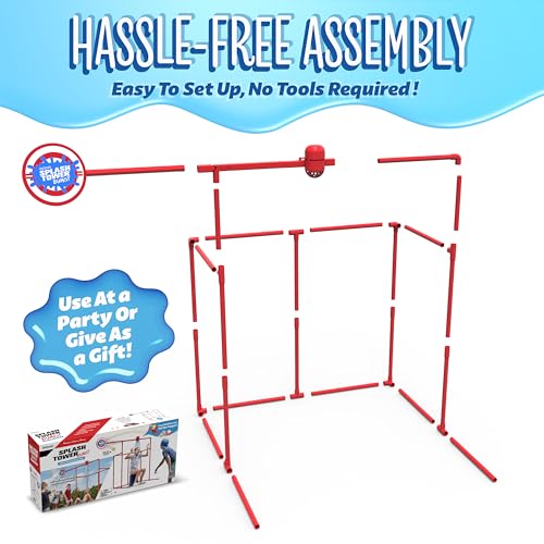 GoSports Backyard Water Toy Game for Kids & Family - Carnival-Style Splash Tower Dunk Tank with Water Balloons - Safe Design and Durable Weather-Resistant Construction - Ages 8 and Up