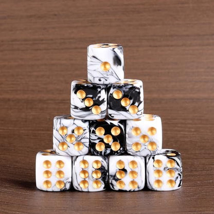 24 of Pack 16MM 6 Sided Dice Set,Two Colours D6 Game Dice Set, 6 Sided Standard Dices for Yahtzee, Bunco or Teaching Math,with Portable Dice Pouch(Black and White) - color: 16mm Black-white