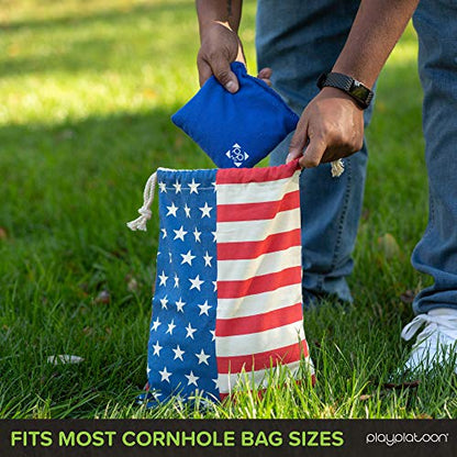 Play Platoon Cornhole Bag Holder - Tote Bag for Carrying Corn Hole Bean Bags - size: 8, Navy String