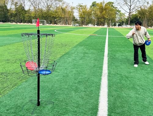 Disc Golf Basket - Portable Disc Golf Target with Heavy Duty 24-Chains Come with 6pcs Disc Golf Discs and Carry Bag, Ground Stake -Suitable for Players of All Levels - Multi Color Available - style: Basic-Black - 3 PCS
