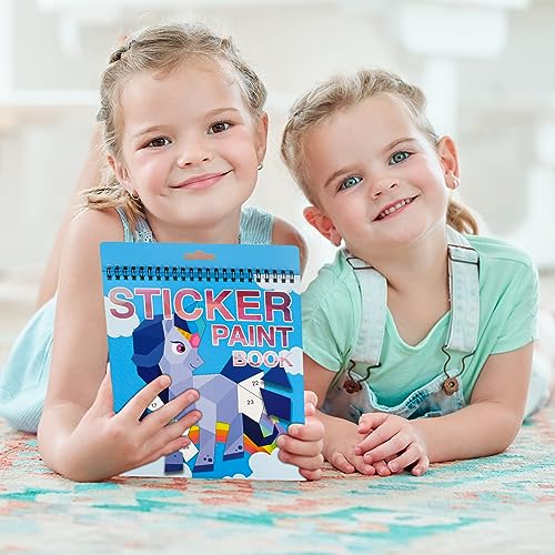 AEAHALY 4 Pack Paint by Sticker Kids Crafts for Kids Ages 4-8 Sticker by Number Books Boys and Girls Birthday Gifts Party Favor, Travel Toys for Toddlers Learning (Animal+Ocean+Insect+Horse) - style: Style2-4PCS