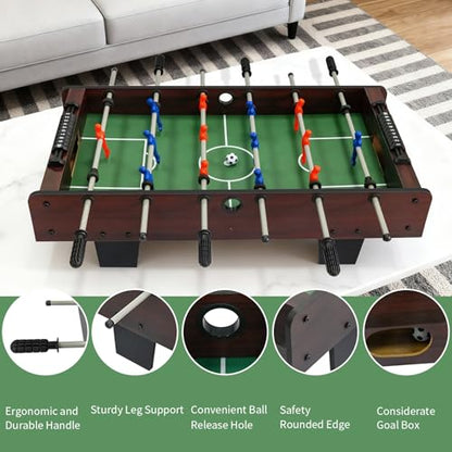 36 Inch Tabletop Foosball Game Set, Table Football, Tabletop Football Games, Durable Soccer Kit for Adults, Children, Families and Playrooms, Easy to Store