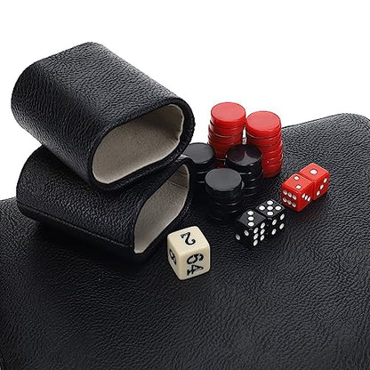WE Games Magnetic Premium Backgammon Board Game Set, Black Travel Sized Backgammon Game, Classic Strategy Game for Families, Includes Carrying Leatherette Case Magnetic Chips, Durable Design