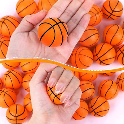 Aodaer 24 Pack Mini Basketball Stress Balls Fidget Ball Toys Bulk | Soft Foam Balls for Sports Party Favor Gifts, Birthday Party Decoration, Goodie Bag Stuffer, Mini Size, with Drawstring Bag - style: Basketball
