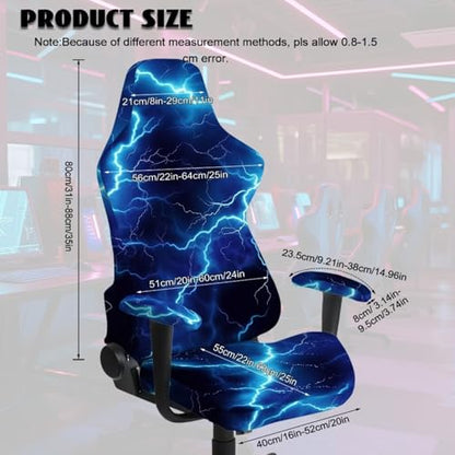 Blue Lightning Print Set of 4 Gaming Chair Covers Slipcovers Stretch Gaming Chair Cover Set Universal Computer Chairs Seat Slipcovers with Armrest Covers - color: Blue Lightning