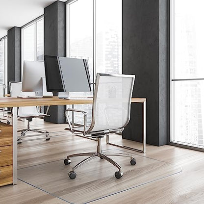Yecaye Office Chair Mat for Hardwood Floor, Clear Computer Desk Chair Mat, PVC Heavy Duty Floor Protector for Rolling Chairs, 1.7mm Thick Floor Mat (Transparent, 48" x 48" x0.07'') - size: 48" x 48" x 0.07''