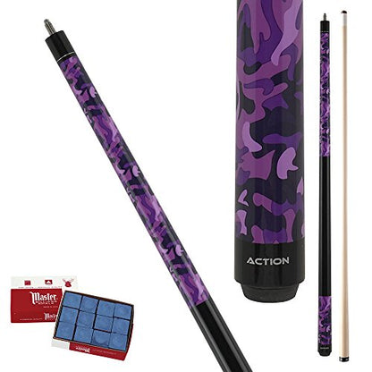 Action IMP36 Purple Camouflage Two-Piece 58 in. Billiards Pool Cue Stick
