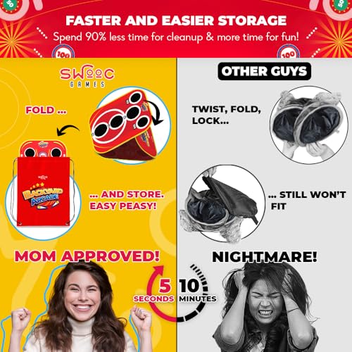Swooc Games® - Backyard Arcade™ | 2-in-1 Bean Bag Toss Game for Kids w/Carry Bag | 5-Second Setup & Storage | Outside Toys for Toddlers | Carnival Games for Kids | Outdoor Toddler Activities