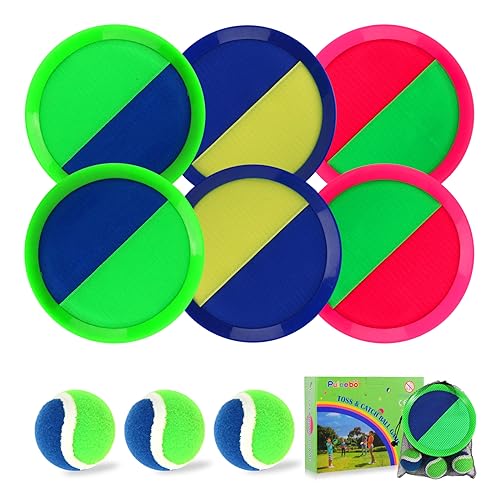 Toss and Catch Ball Game – Outdoor Catch Toy for Kids, 8inch Catch Ball Racket for Adult Backyard Beach Playground Play, 3-12 Years Boys Girls Birthday Gifts - color: Green Bule Pink