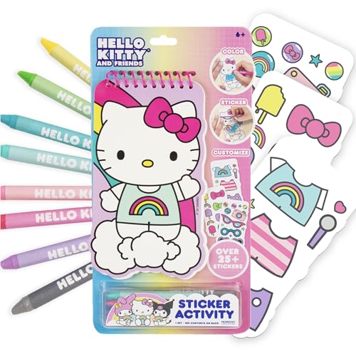 Hello Kitty and Friends 2-in-1 Coloring & Sticker Book, Includes 25+ Stickers, Crayons, Sanrio Sticker Book, 5 Year Old Girl Gift, Toddler Girl Toys, Hello Kitty Toys, Sanrio Stuff, Girl Toys Age 4-5 - style: Hello Kitty and Friends