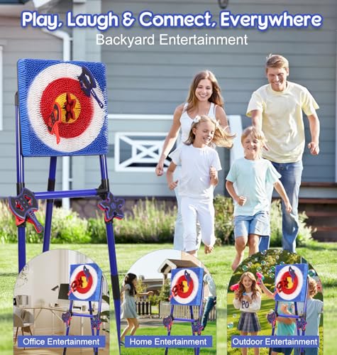 Axe Throwing Game for Backyard, Bristle Target Set with 6 Axes & 6 Darts, Portable Plastic Axe Throwing Game Indoor Outdoor Game for Adults & Kids, Carnival Yard Games