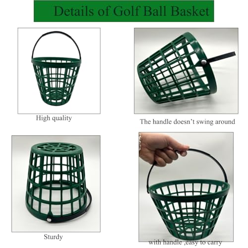Golf Balls Basket Ball Bucket Golf Balls Container Case with Handle,Balls Holder, Can Holds 25 Balls,Green Color