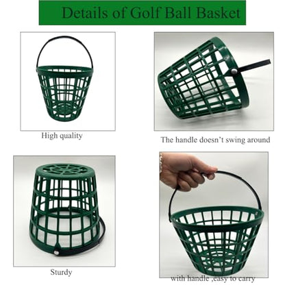 Golf Balls Basket Ball Bucket Golf Balls Container Case with Handle,Balls Holder, Can Holds 25 Balls,Green Color
