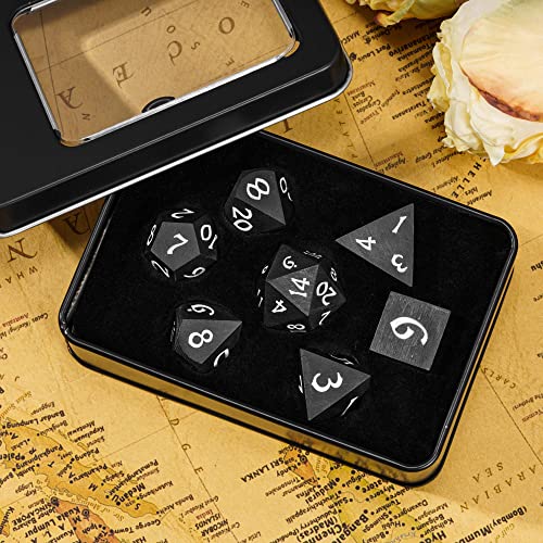 Wood DND Dice Set, 7PCS Black Polyhedral Dice Set for D&D Role Playing Games, d and d Gifts (Ebony Wood) - color: Ebony Wood