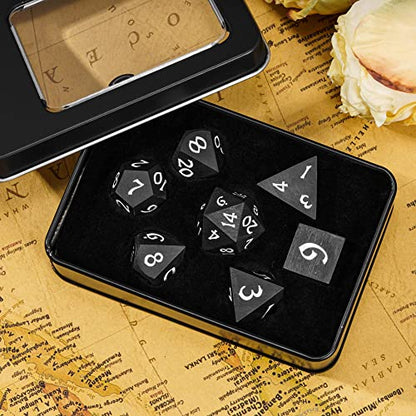 Wood DND Dice Set, 7PCS Black Polyhedral Dice Set for D&D Role Playing Games, d and d Gifts (Ebony Wood) - color: Ebony Wood