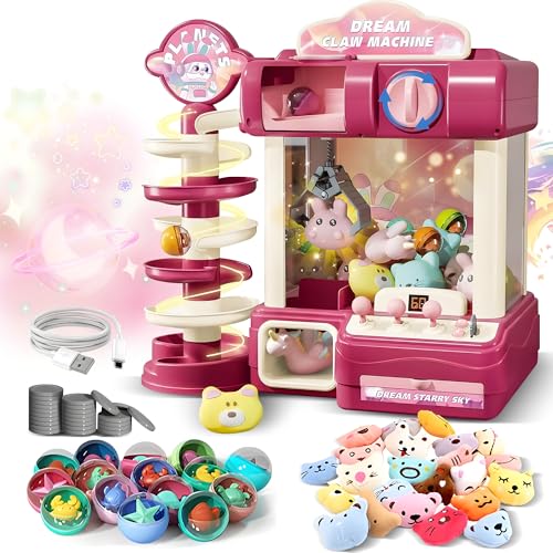 Claw Machine for Kids, Mini Vending Machine Toys for Girls, Arcade Game Toy for Ages 8-13, Electronic Claw Game Machine for Party with Lights Sound, Birthday Gifts for Ages 4+ - style: 2-in-1 Large Candy Dream