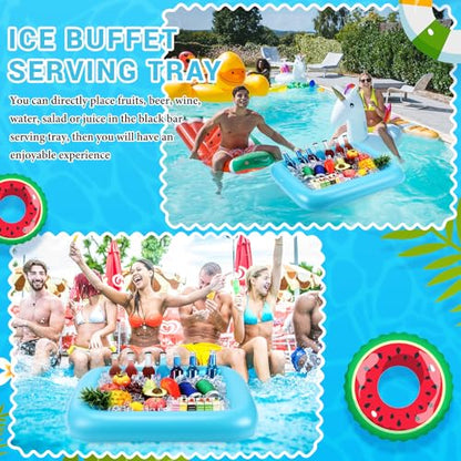 FillTouch Rectangular Inflatable Serving Bar Floating Drink Holder for Pool Inflatable Cup Holders Hot Tub Accessories, Adults Swimming Fun Drink Floats for Swimming Pool Party(Blue) - color: Blue