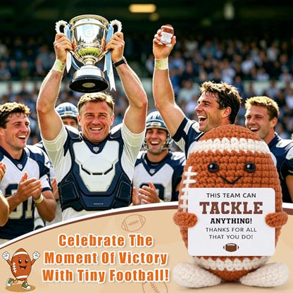 Appreciation Football Team Gifts for Men Women, Appreciation Gifts for Coworkers Women Men Employees Team, Cheer Gift Bulk for Teams, Handmade Crochet Football Desktop Decorations Thank You Present - style: team