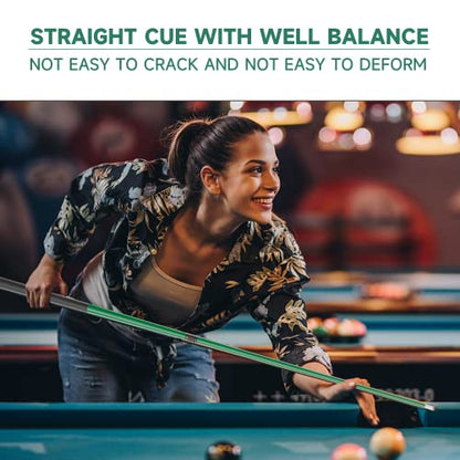 GSE Games & Sports Expert 58" 2-Piece Fiberglass Graphite Composite Billiard Pool Cue Sticks (Several Colors Available, Weight from 18oz, 19oz, 20oz, 21oz) - color: Matte Green, style: 19oz