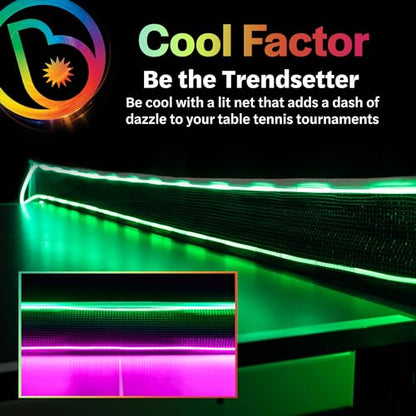 Brightz NetBrightz LED Ping Pong Net Light - Add a Whole New Spin to the Game! 12.5-Foot Light String for Ping Pong Nets - Color Changing or Solid Color Modes (Net Not Included)