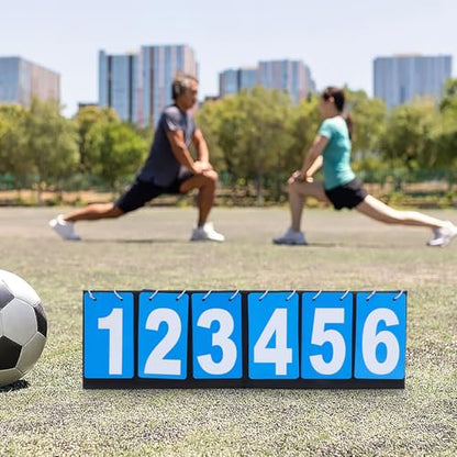 Zerodeko Multi-Sport Scoreboard Flip Scorekeeper, 6-Digit Reusable Number Counter, Blue Foldable Scoreboard for Basketball Baseball Volleyball Games and Coaching