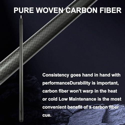 Carbon Fiber Pool Cue Stick-12.8mm Tip Billiard Carbon Fiber cue, 58" Tip Low Deflection Billiard Carbon Fiber cue with case, Weight Adjustable Design -18OZ,18.4OZ,19OZ,20OZ