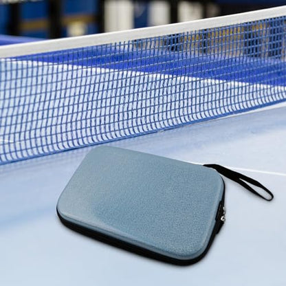 EVA Hard Shell Table Tennis Racket Bag, Waterproof Pong Paddle Case with Elastic Straps, Large Capacity Storage for 2 Rackets and Balls, Portable Carry Handle - size: blue