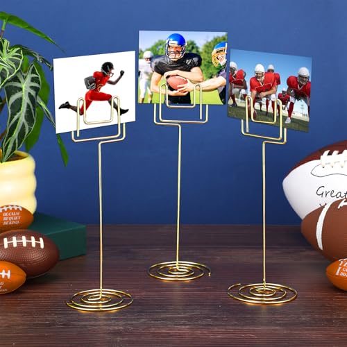 Gersoniel 12 Pcs Football Centerpieces for Table Football Goal Post Decoration 8.66 Inch Picture Holder Party Table Number Holders Picture Display Stands for Sports Themed Birthday Party Supplies