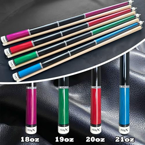 Pool Cue Set of 4 Pool Cue Stick (18oz-21oz), 13mm Tip, 58", Hardwood Billiard, Professional Billiard Pool Cue Stick