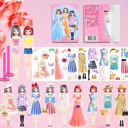 Magnetic Dress Up Dolls, Magnetic Doll Dress Up Kits Magnetic Paper Dolls Pretend Play Set for Girls Ages 4 Years and Up Kids Travel Activities Road Trip Car Ride Interactive Learning Imagine Gift - style: L2 Set
