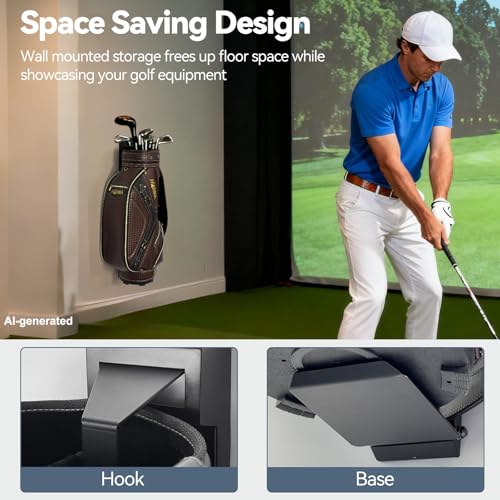 Adjustable Wall Mount Golf Bag Holder - 33.5" to 42.5" Tool-Free Length Adjustment, Heavy-Duty Alloy Steel Storage Rack for Garage, Home, and Golf Club - size: 33.5"-42.5" & 4.8"