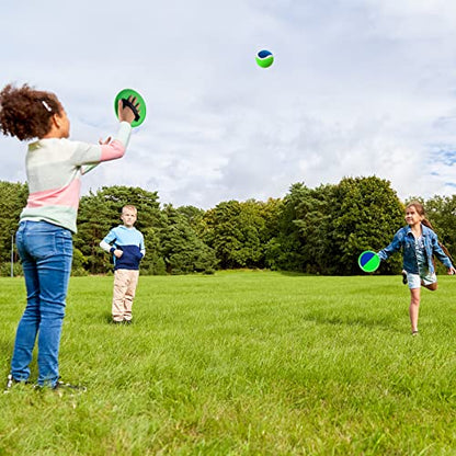 Weehoey Beach Toys - Outdoor Games for Kids, Toss and Catch Ball Set with 4 Paddles 3 Balls, Toys for 3 4 5 6 7 8+ Year Old Boys Girls Christmas Birthday Gifts (Blue and Green) - color: Blue and Green