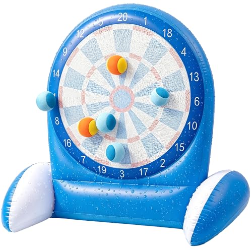 Inflatable Dart Board Water Game for Kids - Pool Toys with Sticky Balls, Safe PVC Material, Add Water for Stability, Includes 10 Balls & Air Pump, Ages 3-12 Family Outdoor Fun