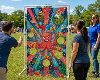DS. DISTINCTIVE STYLE Ocean Theme Toss Game Banner with 4 Bean Bags for Carnival Party, Indoor Outdoor Activities Birthday Party Decoration