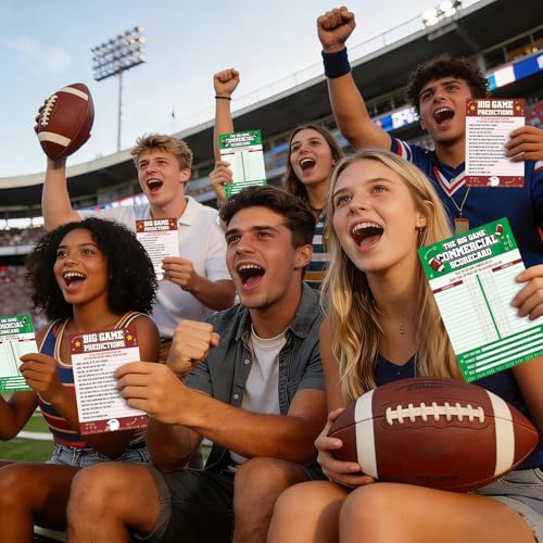 20 PCS Football Game Cards for Football Theme Party Decorations Activity Duo Games Rugby Cards Set Cards Big Game Prediction Card The Big Games Commercial Scorecard Two-Player Sports Party Supplies