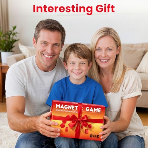 LLESSOO Magnet Game with String, Fun Strategy Board Games for Kids 8-12 and Adults, Magnetic Game for Family Night, Party & Travel, Includes 20 Chess Pieces, Rope and Storage Bag