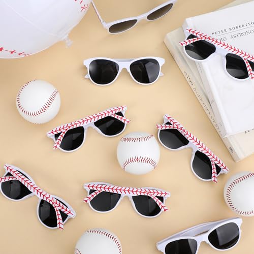 48 Pcs Inflatable Baseball Beach Balls with Glasses Sport Party Favors 12 Inch Themed Inflatable Ball Birthday Decorations Team Gift Summer Pool Party Supplies for Goodie Bag - style: Baseball