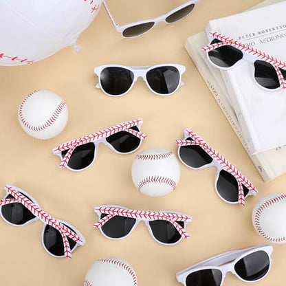 48 Pcs Inflatable Baseball Beach Balls with Glasses Sport Party Favors 12 Inch Themed Inflatable Ball Birthday Decorations Team Gift Summer Pool Party Supplies for Goodie Bag - style: Baseball
