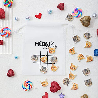 Sotiff 36 Sets Cat Tic Tac Toe Games for Kids Kitties Party Favors Cat Goody Bag Stuffers Classroom Exchange Gifts Outdoor Indoor Activities for Adults Kids School - style: Cat