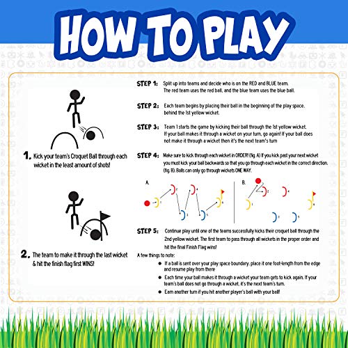 Franklin Kick Croquet Game Set - Perfect for Kids and Adults - Combines Soccer and Croquet - Great for Outdoor Play