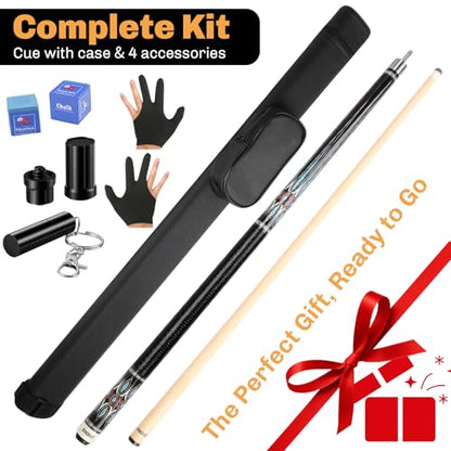 Professional Pool Cue Stick with Hard Case, 58" Canadian Maple Billiard Cue & 12.5mm Multi-Layer Rainbow Tip, Pool Cue Set with 3 Accessories, 19/20/21oz Billiard Stick (Selectable) - size: 21oz, style: Style 1
