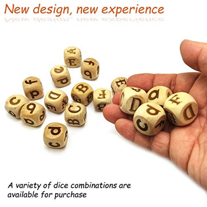Creative Game Dice Set (8Pcs Identical Dices), 20MM Six Sided Square Wooden English Letter Pattern Rolling Dices for Party Gaming Favors - size: 8PCS(M1)