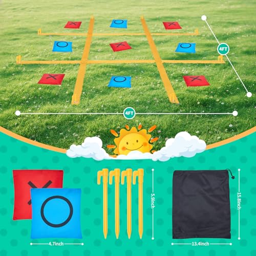 43Pcs Outdoor Giant Tic Tac Toe Bean Bag Toss Games for Kids Adults Family,Large Potato Sack Race Bags Outside Lawn Yard Backyard Carnival Field Day Game, Beach Picnic Camping Birthday Party Games