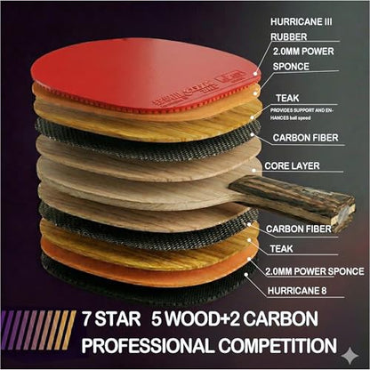 DHS Ping Pong Paddles Professional Level Table Tennis Rackets - ITTF Approved -Pro Ping Pong Paddle for Advanced Control & Speed - Table Tennis Racket for Offensive Players - color: Red