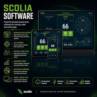 Scolia Automatic Darts Scoring Systems for Steel Tip Darts: Play Games & Tournaments Online or in-Person with Reliable Automated Chalking & Calling - style: Home-V2