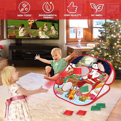 Christmas Bean Bag Toss Games for Kids Adults, Christmas Party Games for Families Outdoor Indoor Holiday Dart Board for Kids Carnival Games Toys Christ mas Party Favors Gifts for Boys Girls Yard Games