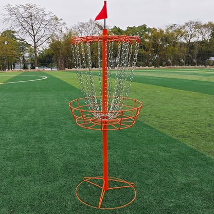 Disc Golf Basket - Portable Disc Golf Target with Heavy Duty 24-Chains Come with 6pcs Disc Golf Discs and Carry Bag, Ground Stake -Suitable for Players of All Levels - Multi Color Available - style: Basic Orange- 3 PCS