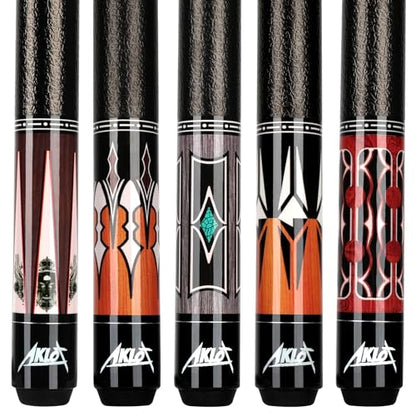 AKLOT Pool Cue Stick 58" Professional Billiard Cue Sticks Set of 4/5 Canadian Maple Low Deflection 18 19 20 20 21oz for Beginner with 13mm Tip - color: Black-5-cues-set