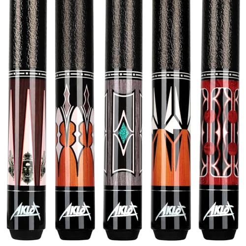 AKLOT Pool Cue Stick 58" Professional Billiard Cue Sticks Set of 4/5 Canadian Maple Low Deflection 18 19 20 20 21oz for Beginner with 13mm Tip - color: Black-5-cues-set